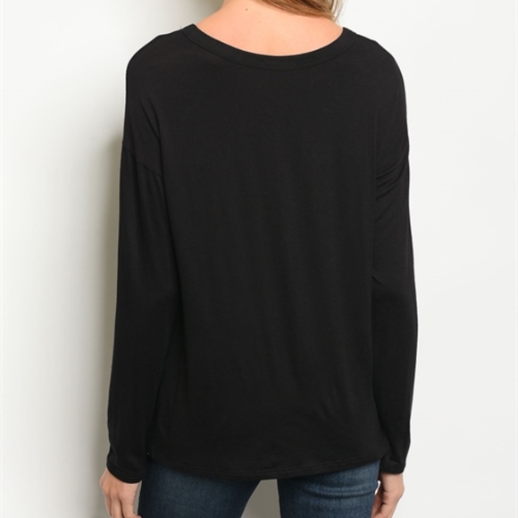 BLACK "ALL BLACK EVERYTHING" PRINT TOP - Picture 3 of 5